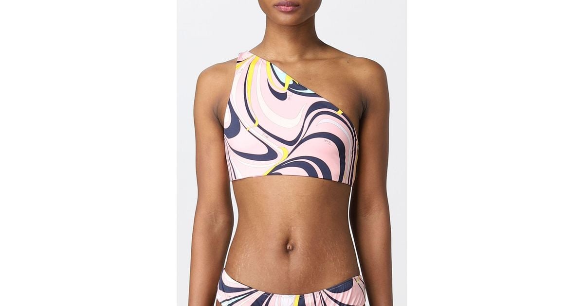 Emilio Pucci One-shoulder Swimsuit in Pink | Lyst
