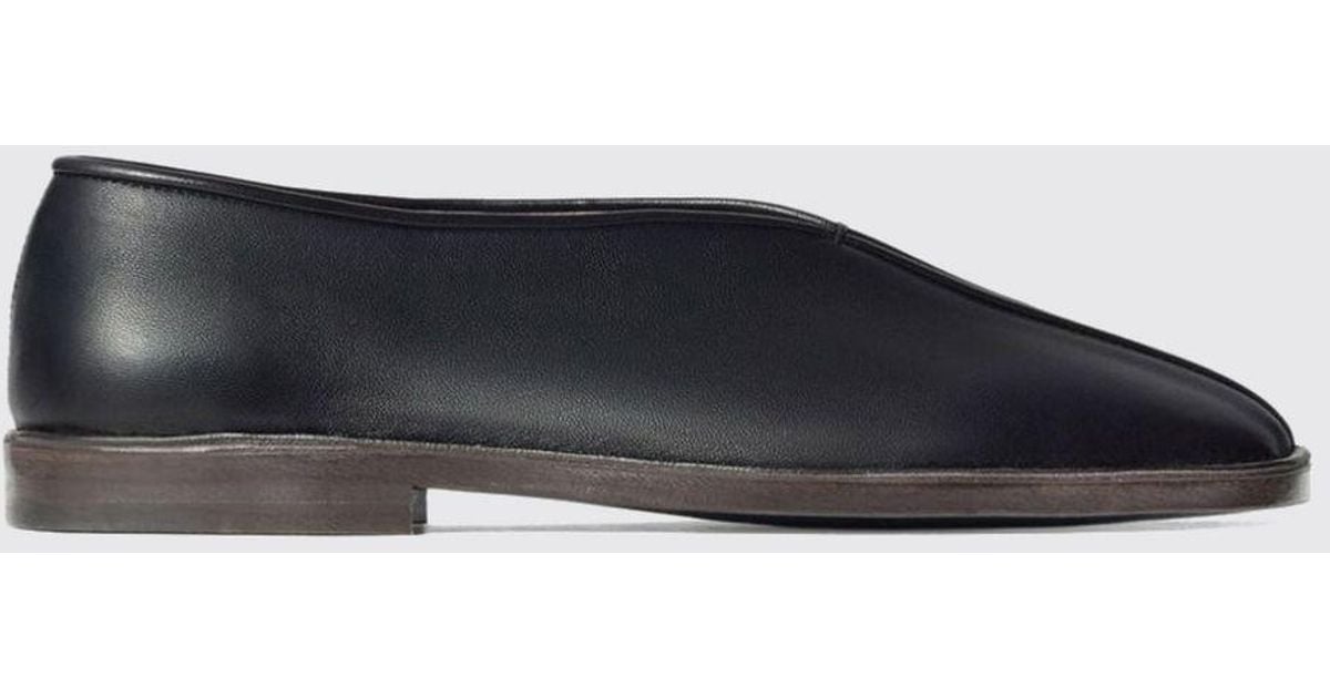 White Gear Blue Rounded Square Lemaire Rounded-Toe Lambskin Ballet Flats in White | Lyst