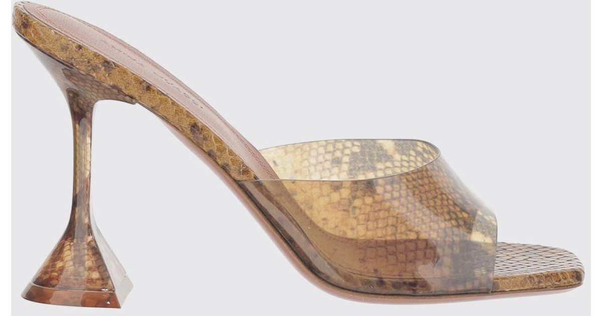 Amina Python AMINA MUADDI Lupita Python Print Pvc Mules in Natural | Lyst