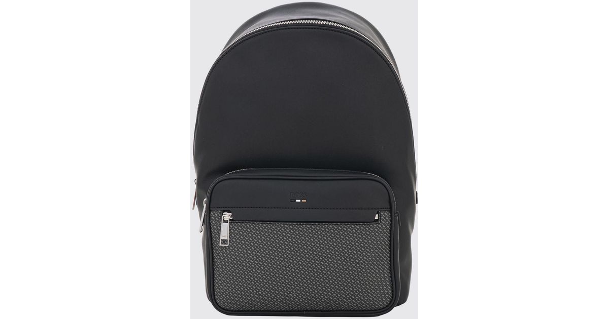 BOSS Faux Leather Backpack in Black for Men | Lyst