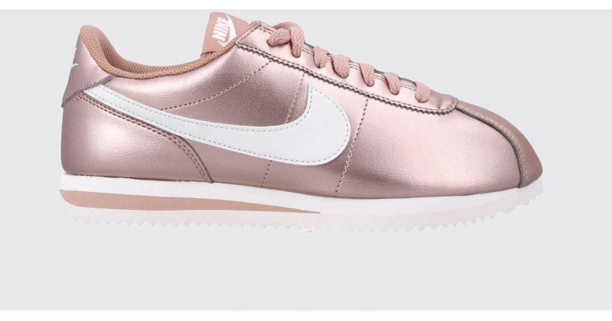 Nike Cortez Laminated Leather Trainers With Swoosh Logo And Round Toe ...