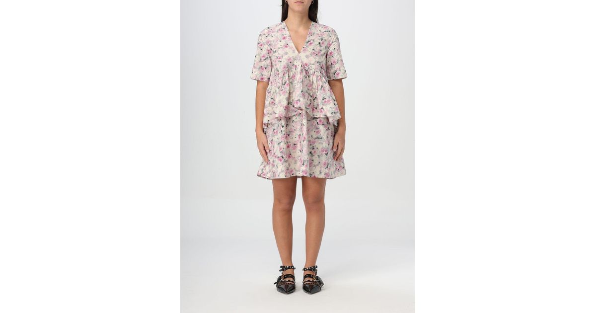 Ganni pink wrap dress hotsell
