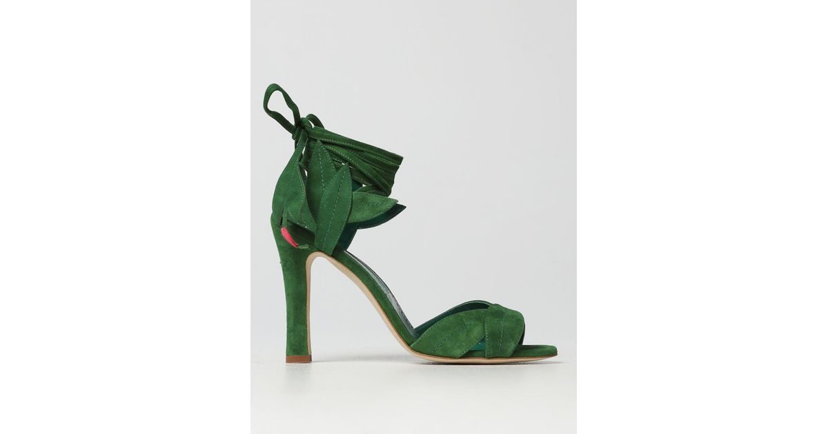 Manolo Blahnik Flat Sandals in Green | Lyst