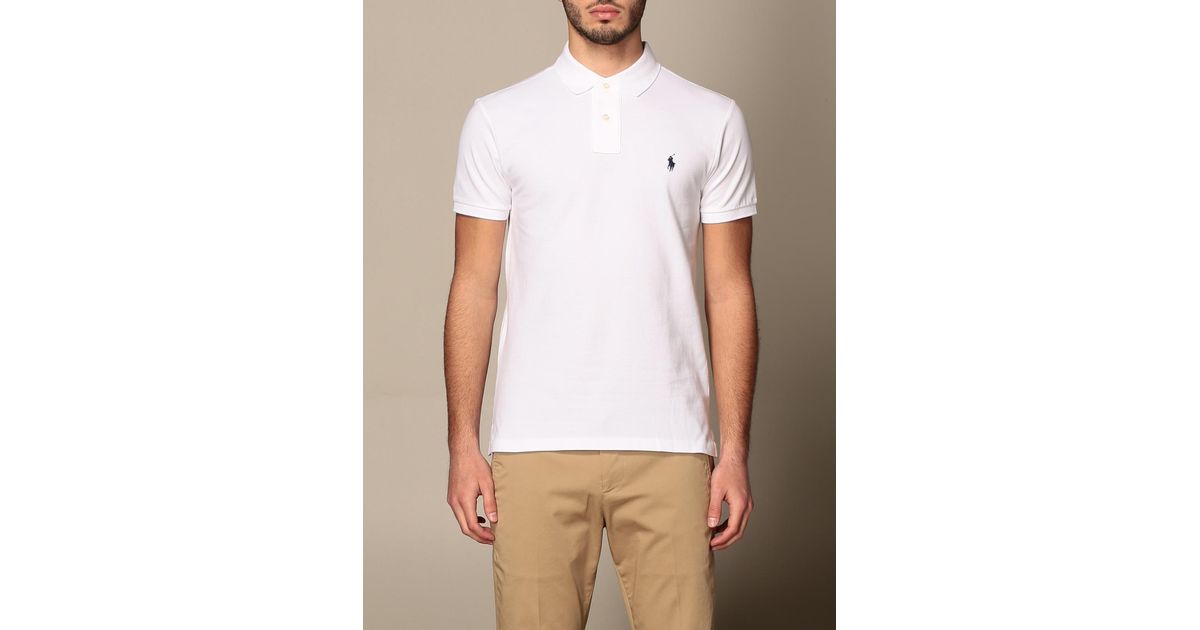 Polo Ralph Lauren Slim Fit Cotton Polo Shirt in White for Men | Lyst