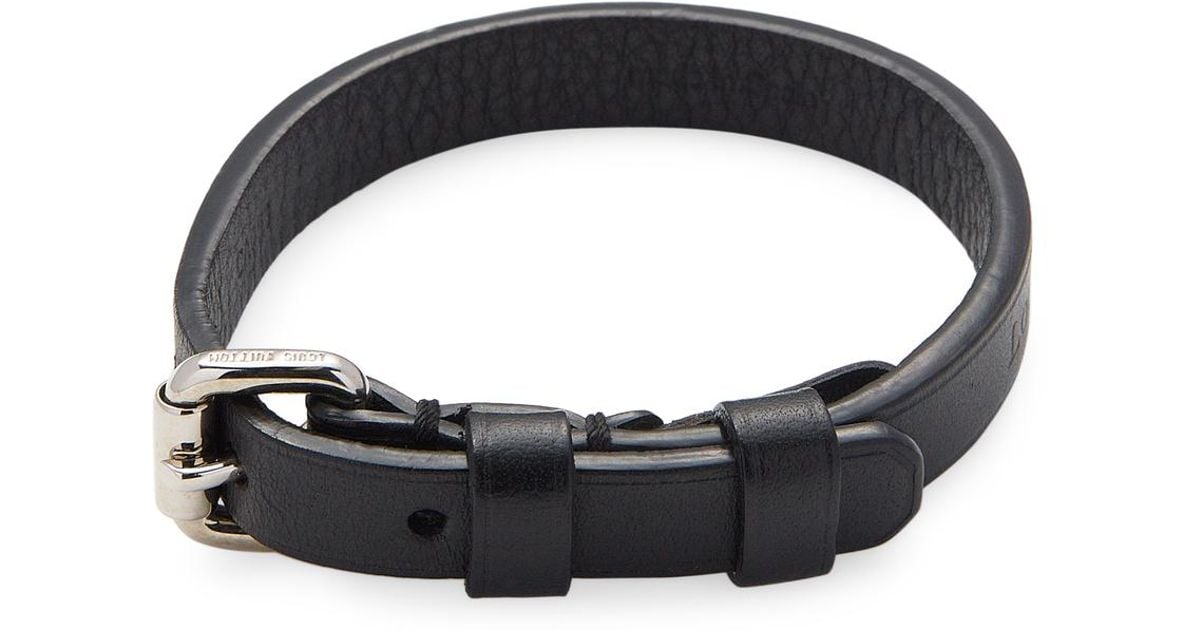 Louis Vuitton Vintage Black Leather Bracelet for Men - Lyst
