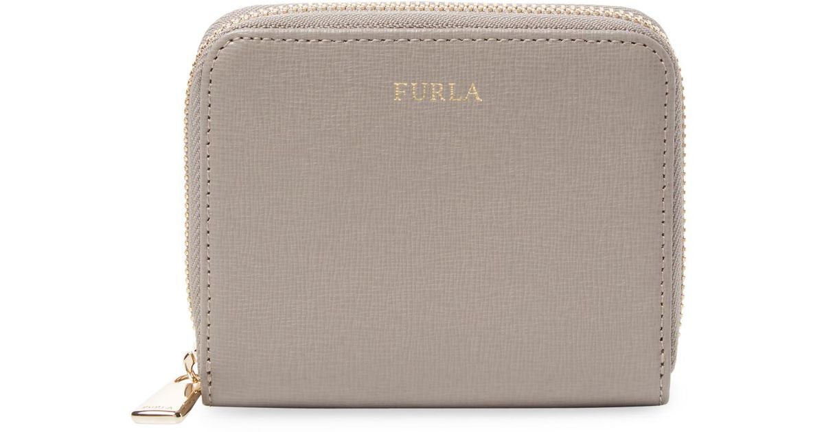 Furla Classic Small Leather Zip Around Short Wallet in Light Grey Furla Classic Small Leather Zip Around Short Wallet in Light Grey