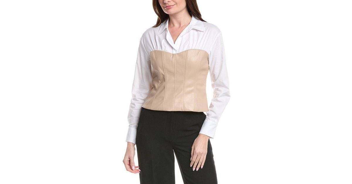 Kenneth Cole Solid Poplin Top in White | Lyst