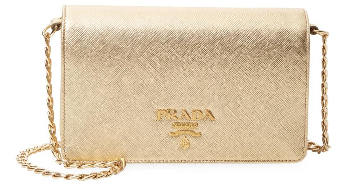 prada saffiano wallet on chain