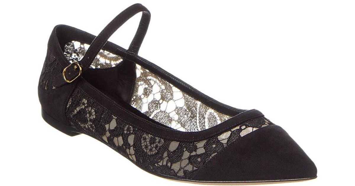Dolce & Gabbana Black Lace Up Jewelled Formal Flats Shoes