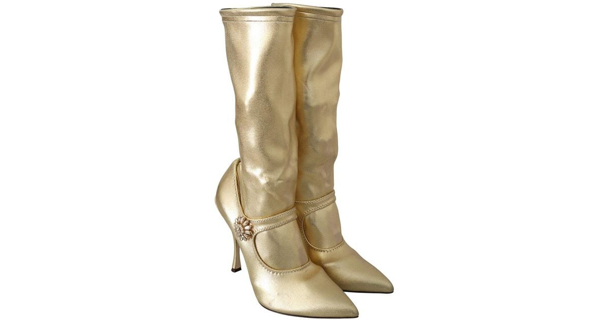 Dolce & Gabbana Rhinestone Ankle Boot in Metallic Lyst