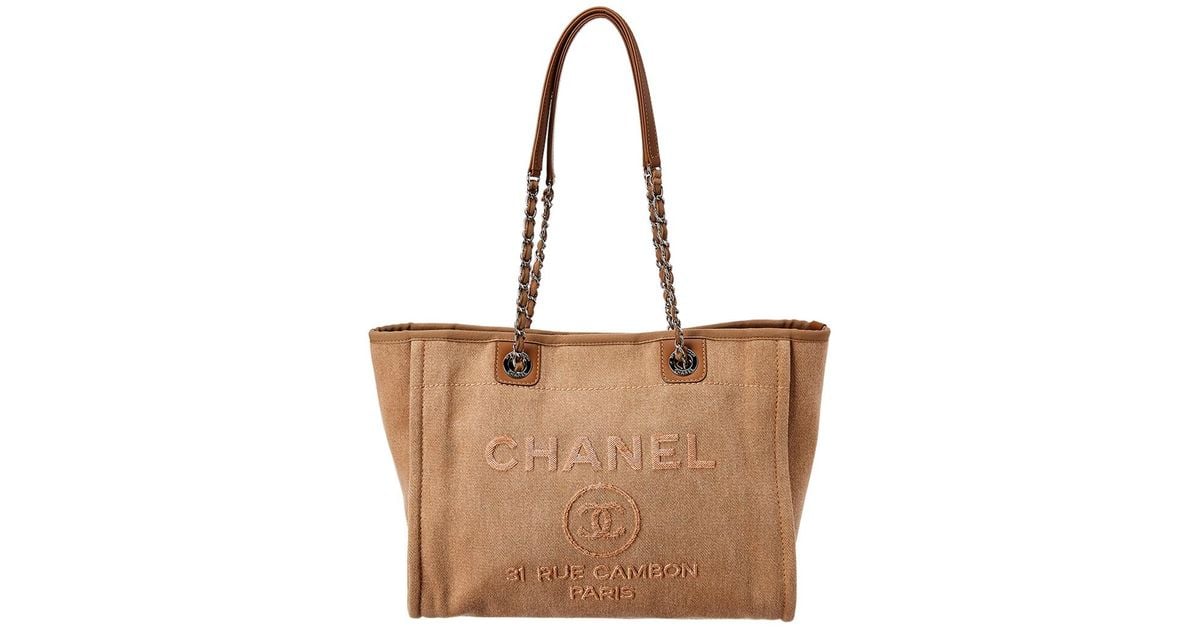 chanel deauville tote brown