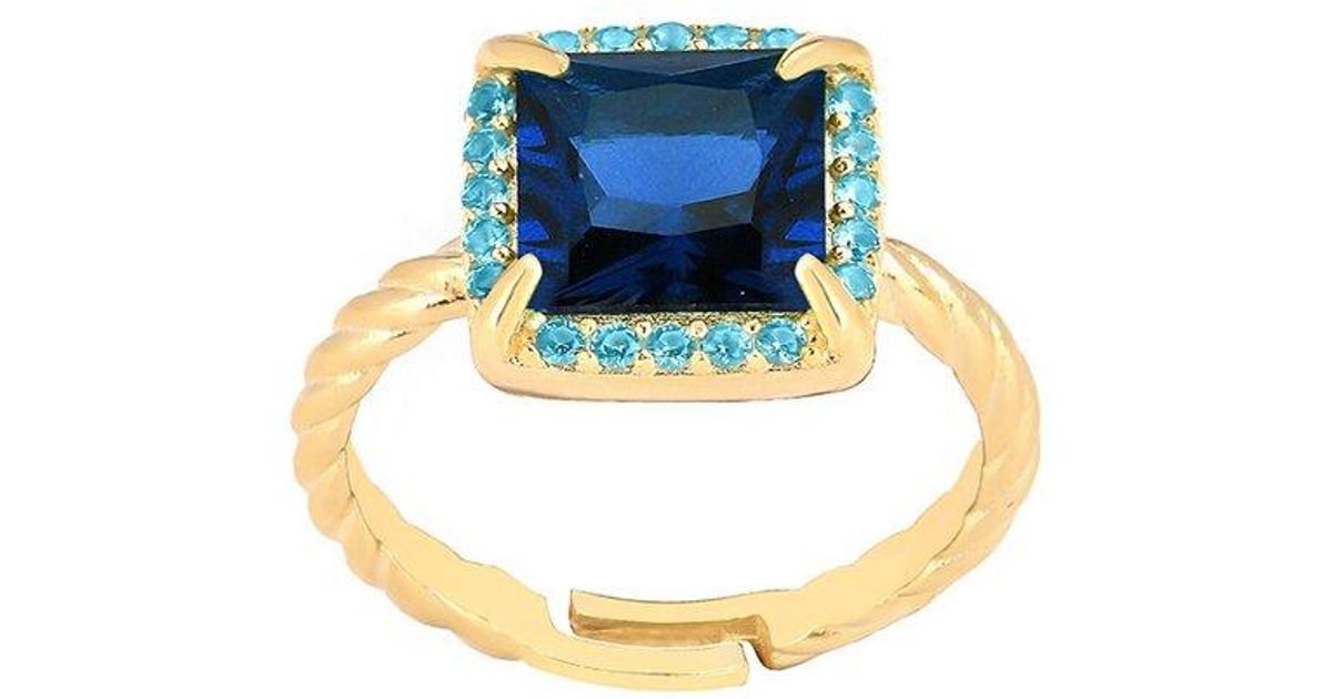 Gabi Rielle 14k Over Silver Cz Ocean Ring in Blue Lyst