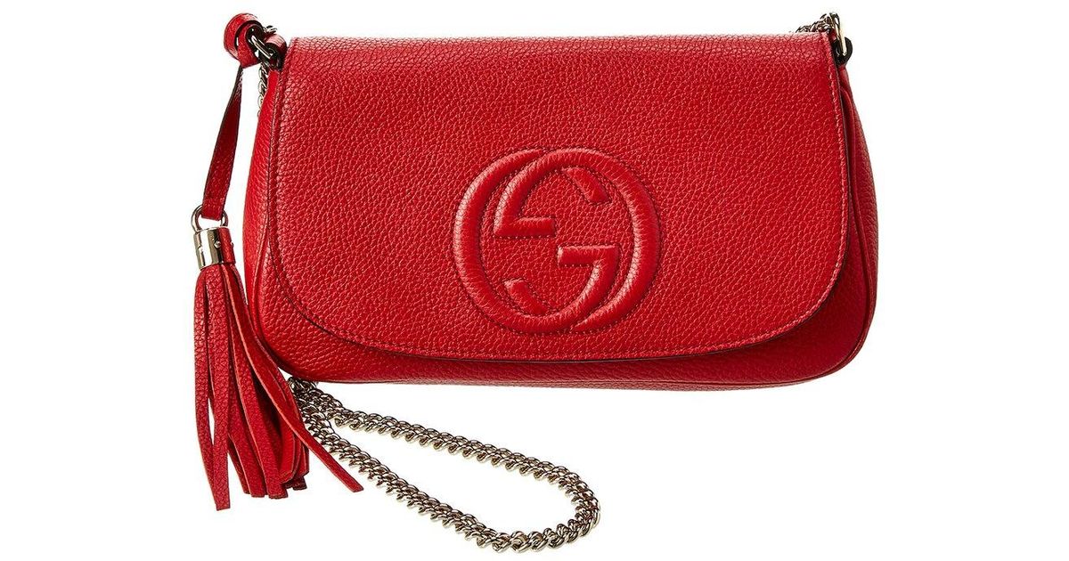 Gucci Red Leather Medium Soho Chain Flap Bag - Lyst