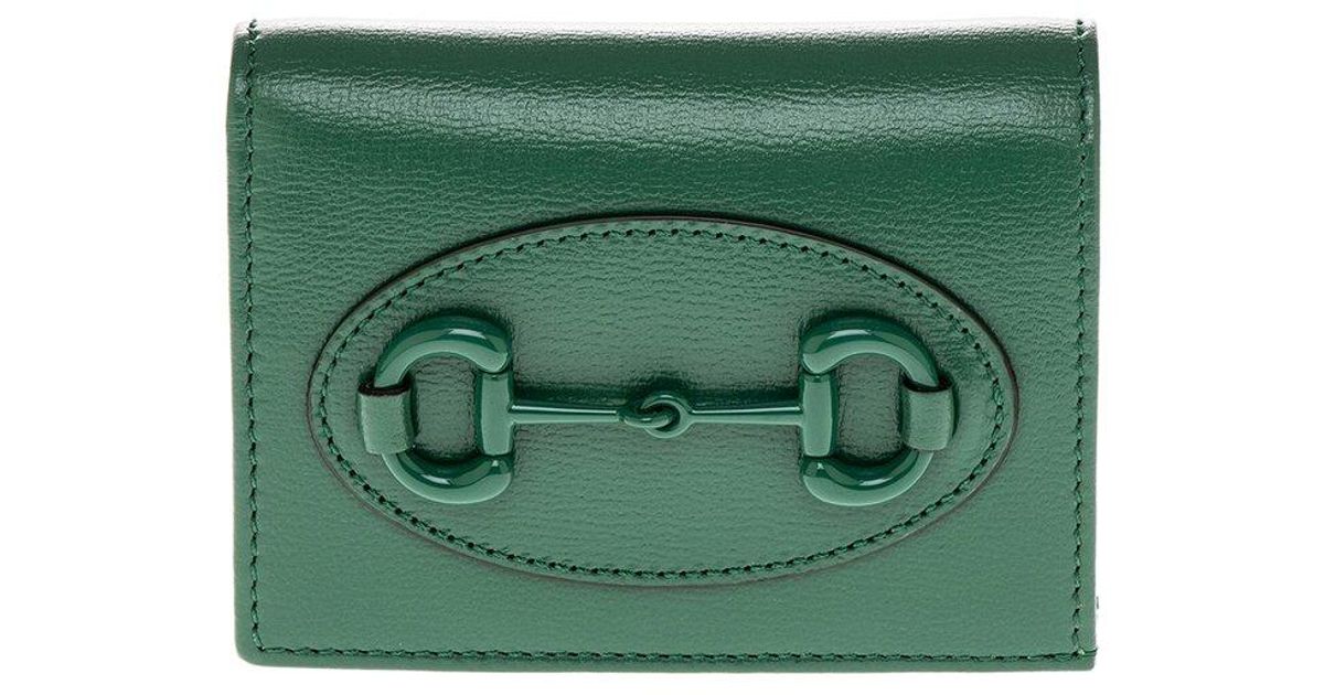 Gucci Horsebit 1955 Leather Card Case Wallet in Green Lyst