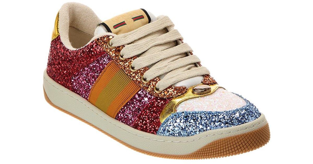 Gucci Glitter Sneaker in Pink | Lyst