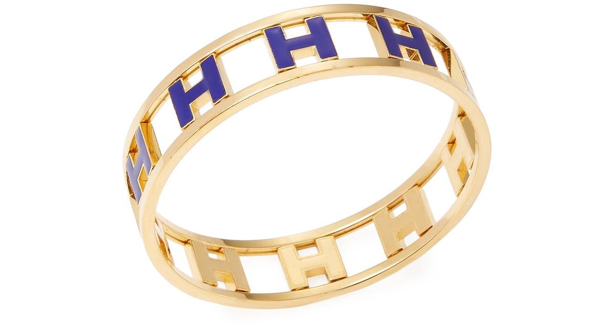 Hermès Vintage Hermes Gold Reversible Bracelet in Blue Lyst