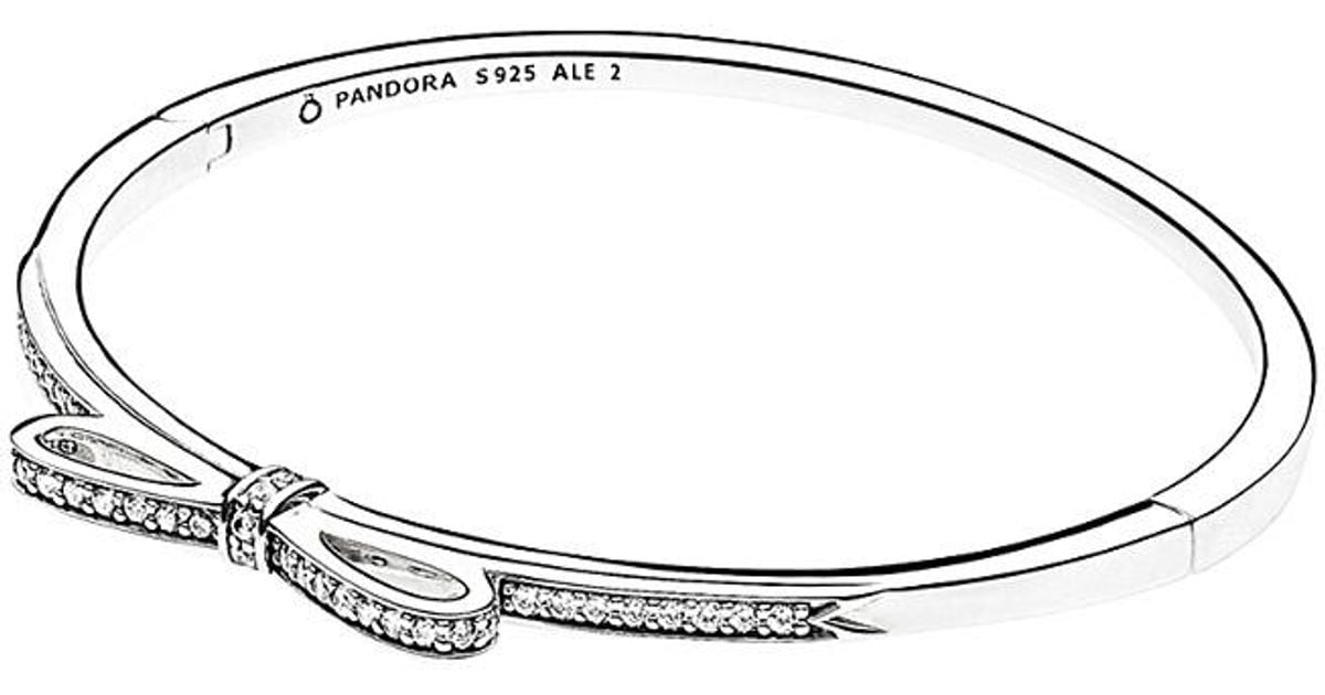 PANDORA Silver Cz Sparkling Bow Bracelet in Metallic | UK