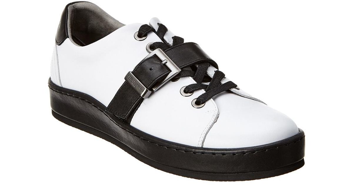karl lagerfeld exclusive leather flatform trainers in white croc