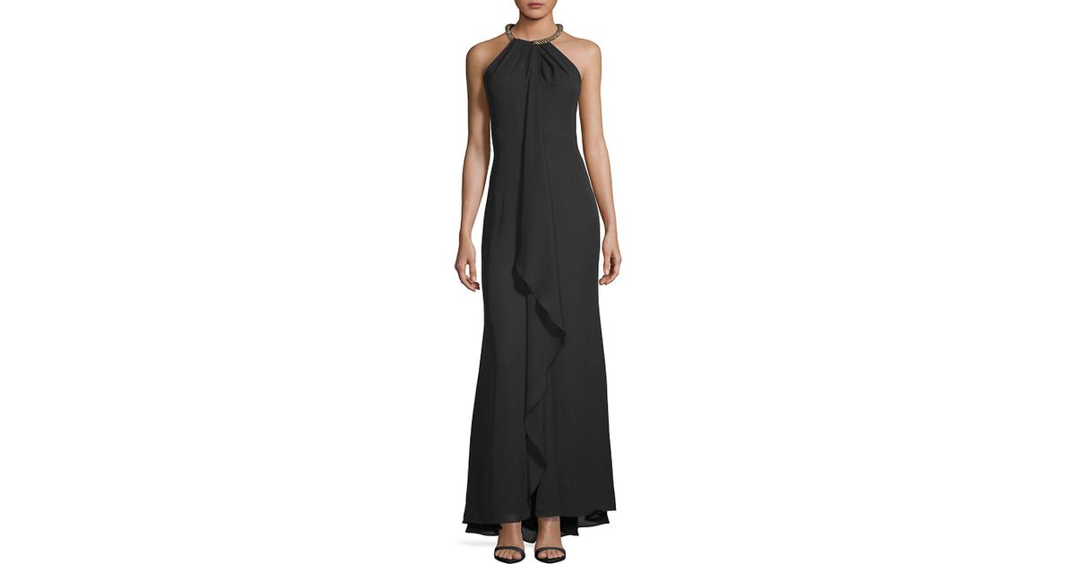 Calvin Klein Necklace Halter Gown in Black | Lyst