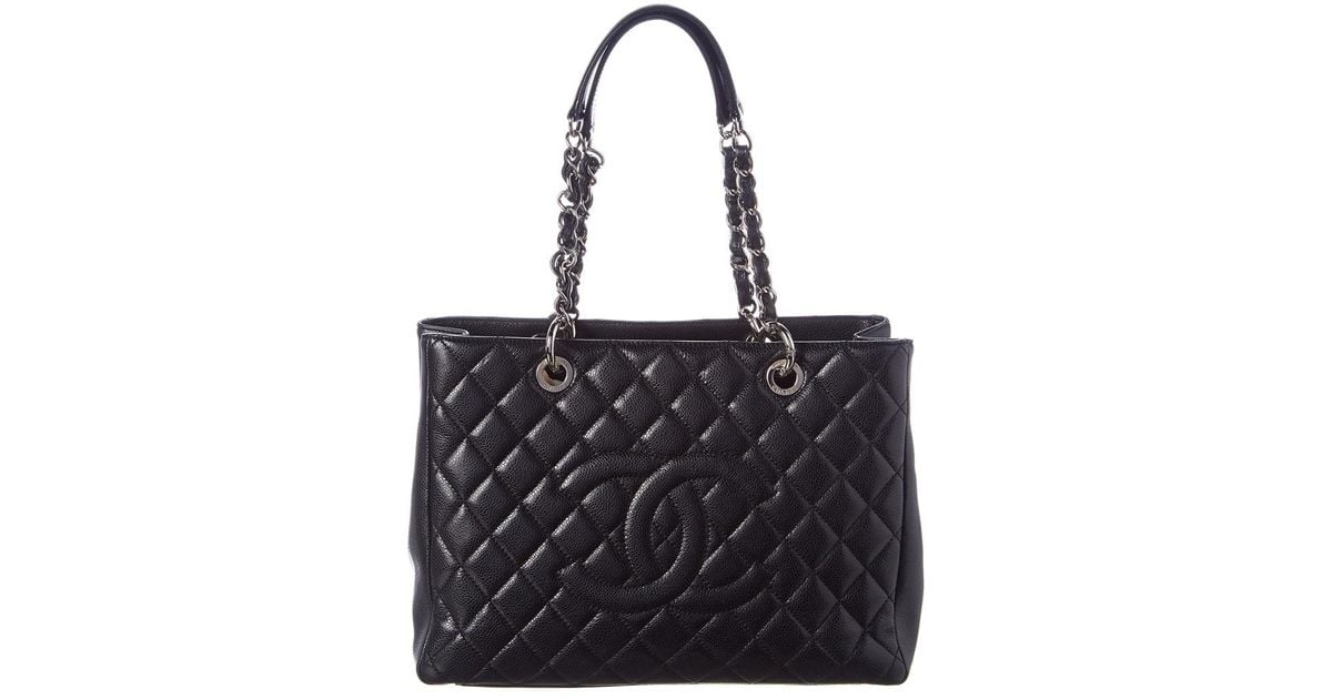Chanel Grand Shopper Caviar Quilted (114021) Leather Tote in Black