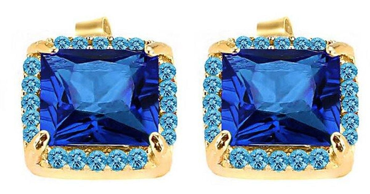 Gabi Rielle 14k Over Silver Cz Ocean Studs in Blue Lyst