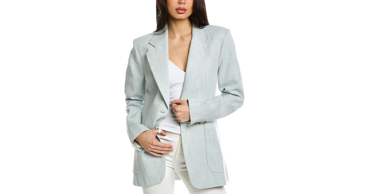 Vanessa Bruno Linen-blend Jacket in Gray | Lyst