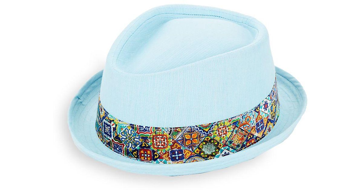 Printed Cotton Fedora Hat 