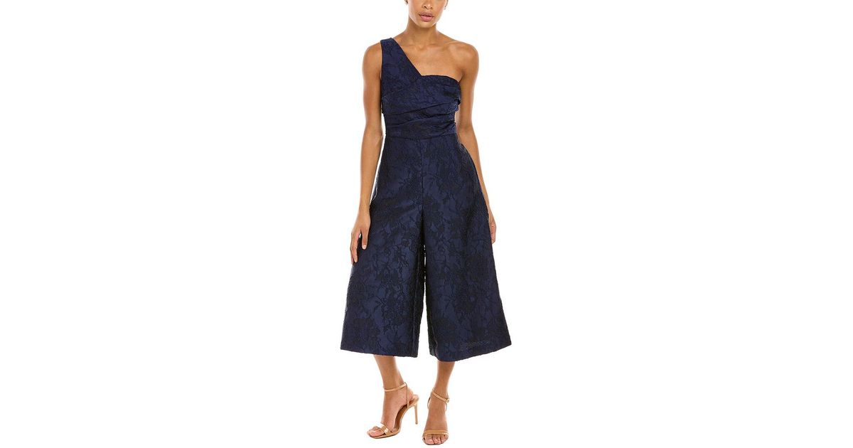 Kay Unger Synthetic Floral Jacquard Jumpsuit in Blue | Lyst Canada