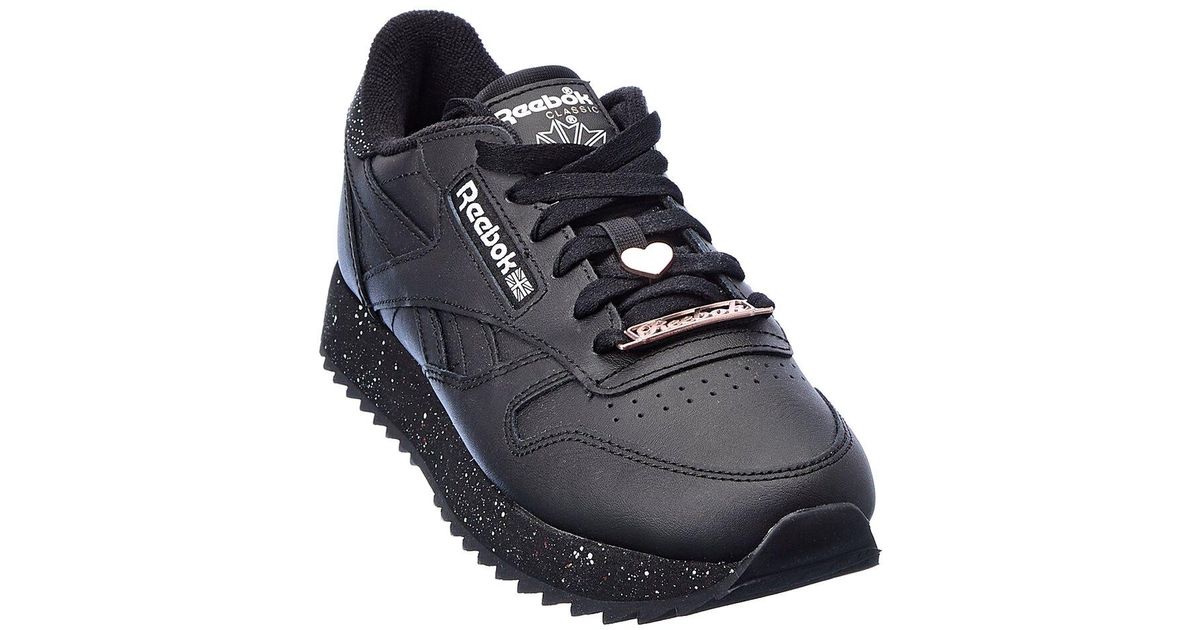 Reebok Ripple Leather Sneaker in Black | Lyst