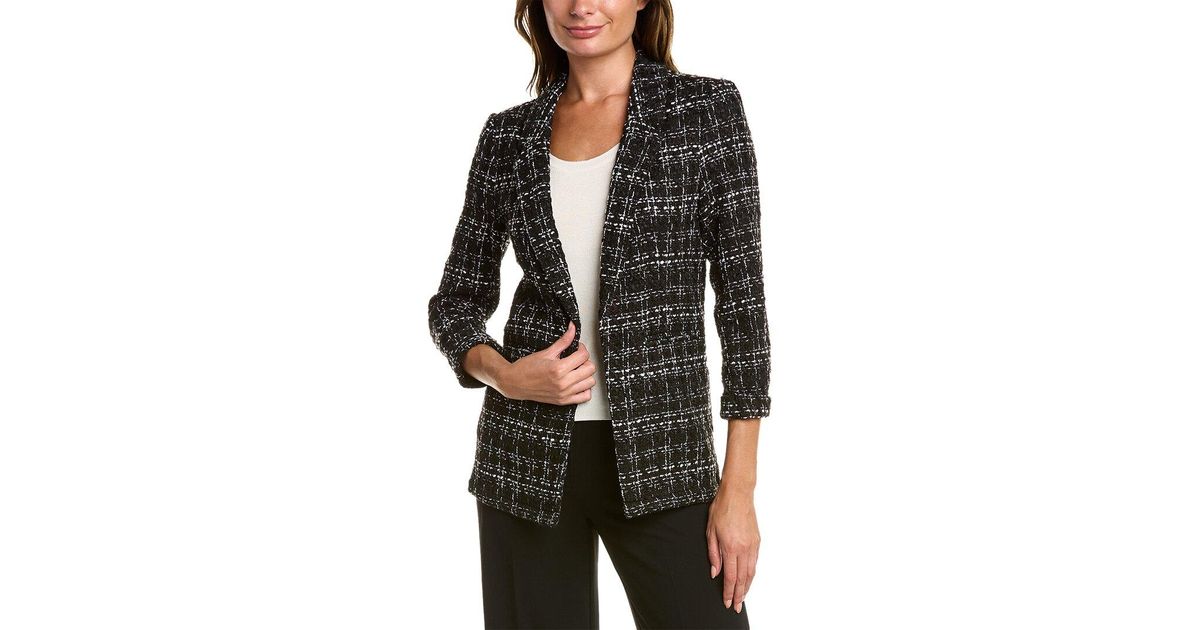 Nanette Lepore Tweed Jacket in Black | Lyst