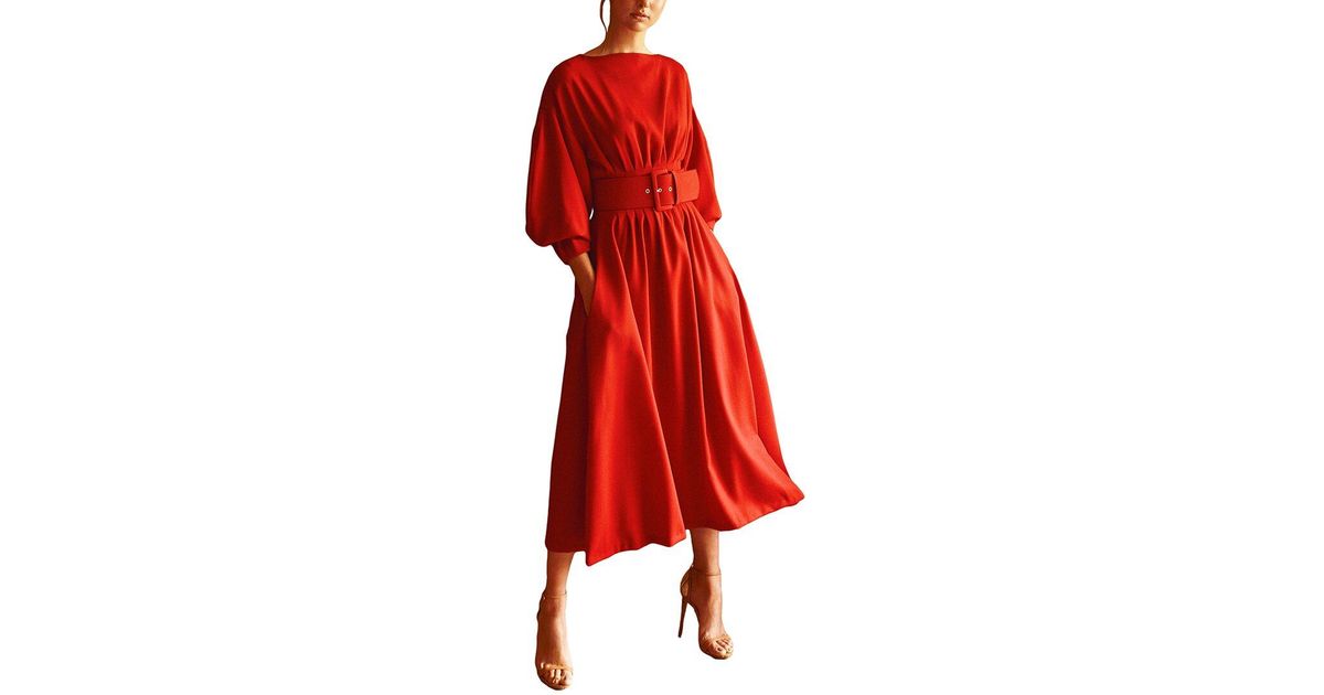 BURRYCO Synthetic Midi Dress in Red | Lyst