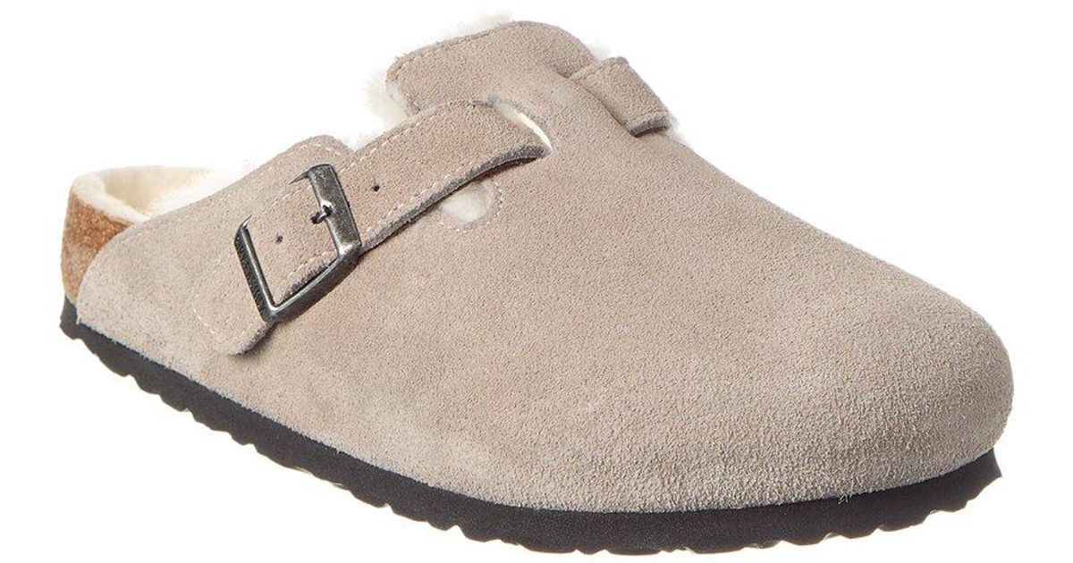 sherpa birkenstocks clog