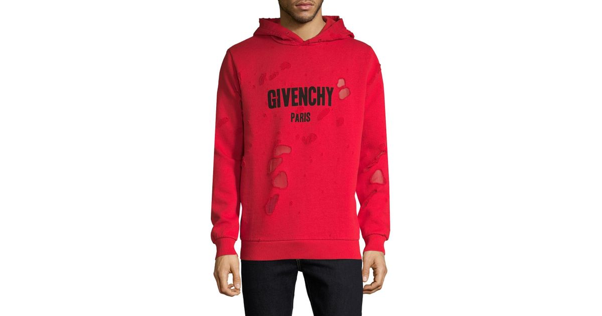 givenchy red sweater distressed