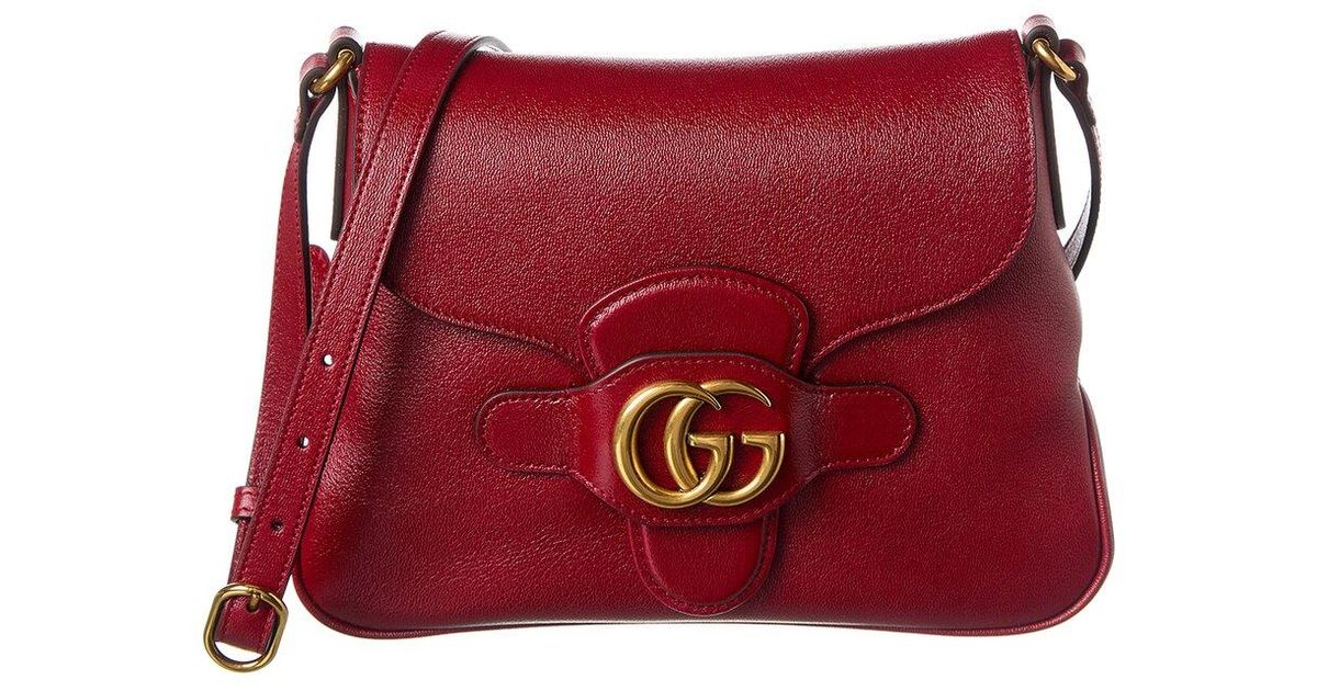Gucci Gg Logo Leather Shoulder Bag in Red Lyst UK