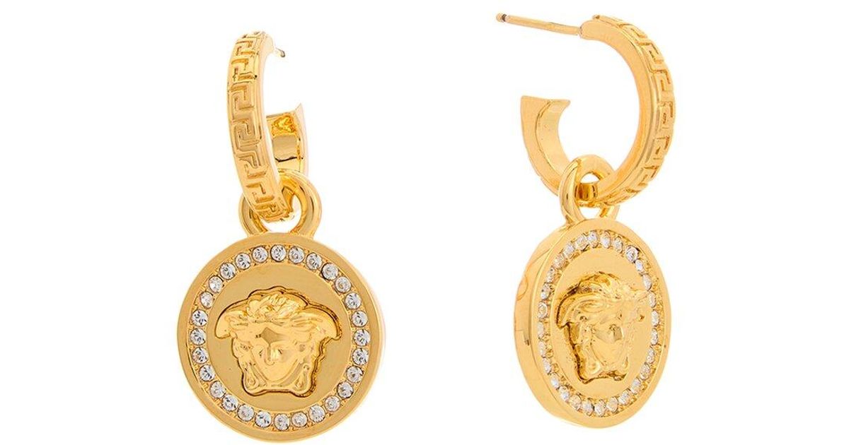 versace greca and medusa drop earrings