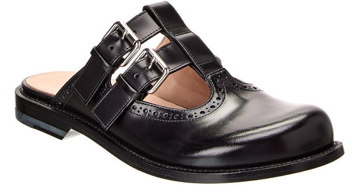 Loewe Petal Belt Mule Black Cowhide 246575