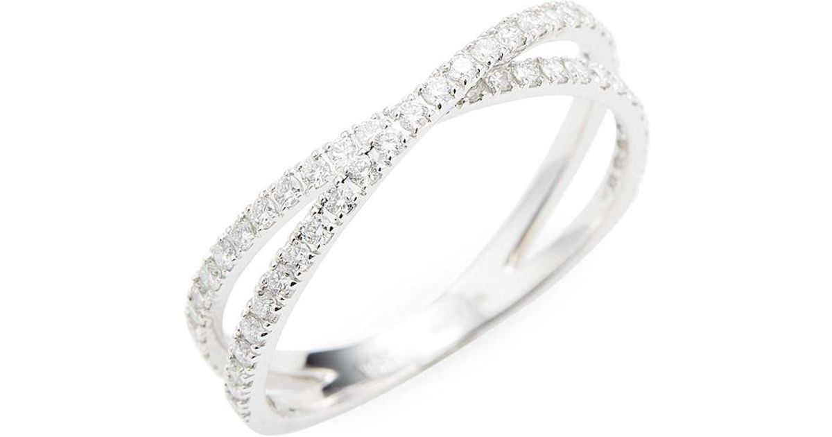 Nephora 14k White Gold Diamond Criss Cross Ring In White Gold Metallic Lyst