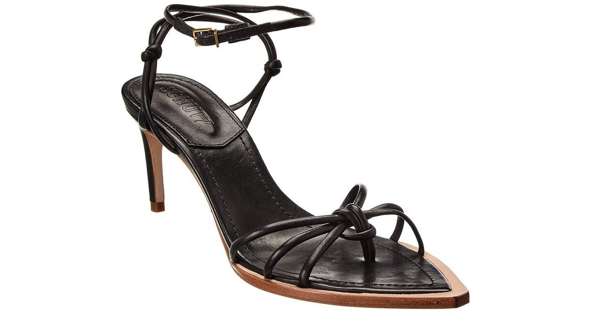 SCHUTZ SHOES Abby Mid Leather Sandal in Black | Lyst