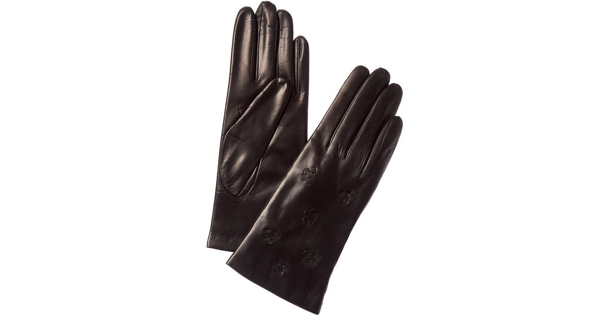 portolano-flowers-leather-gloves-in-brown-lyst