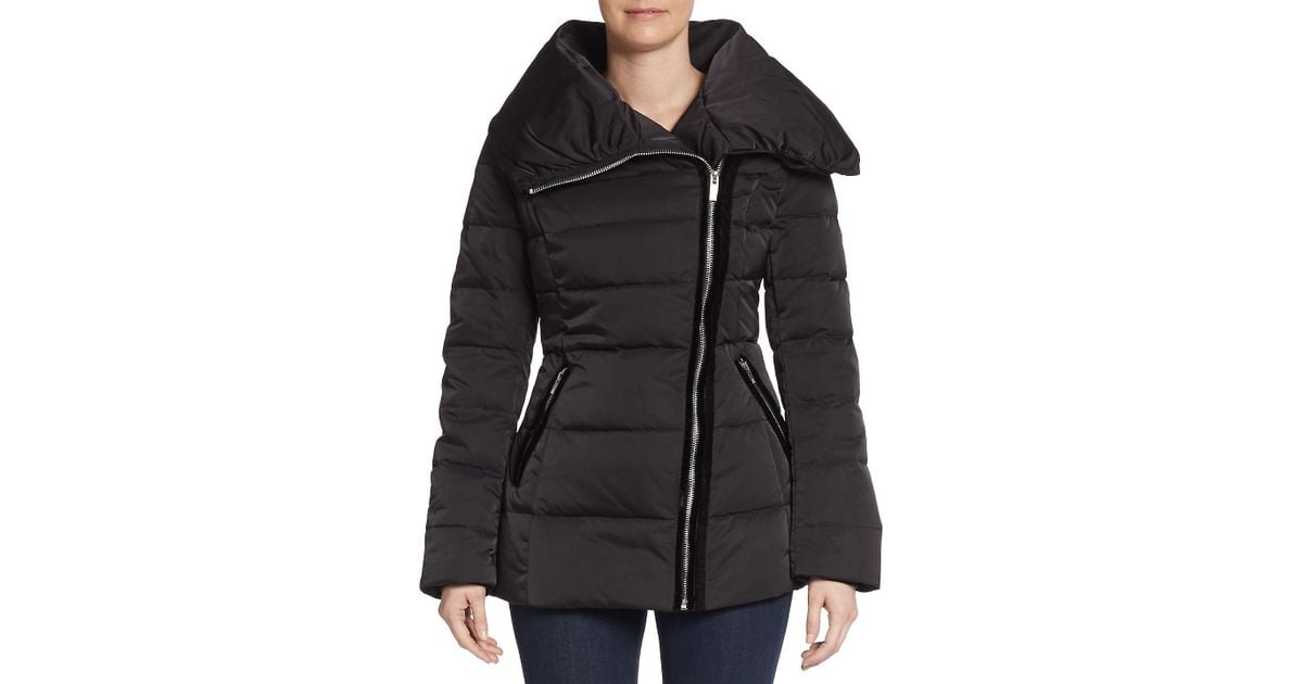 Vera Wang Asymmetrical Quilted Puffer Jacket in Black Lyst