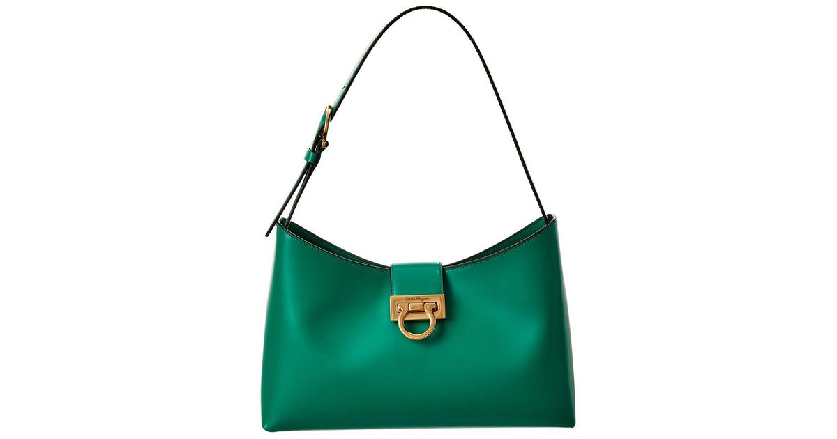 Ferragamo Ferragamo Trifolio Small Leather Shoulder Bag in Green | Lyst