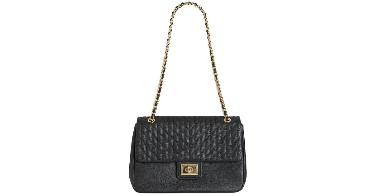 Karl Lagerfeld Agyness Large Leather Shoulder Bag in Black Lyst