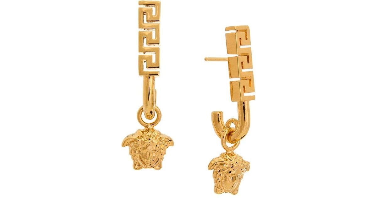 versace greca and medusa drop earrings