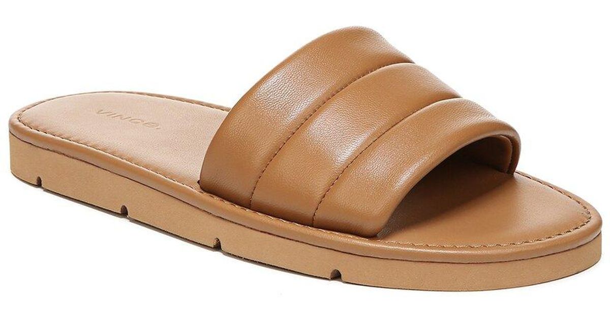 Vince Olina Leather Slide in Tan (Natural) | Lyst