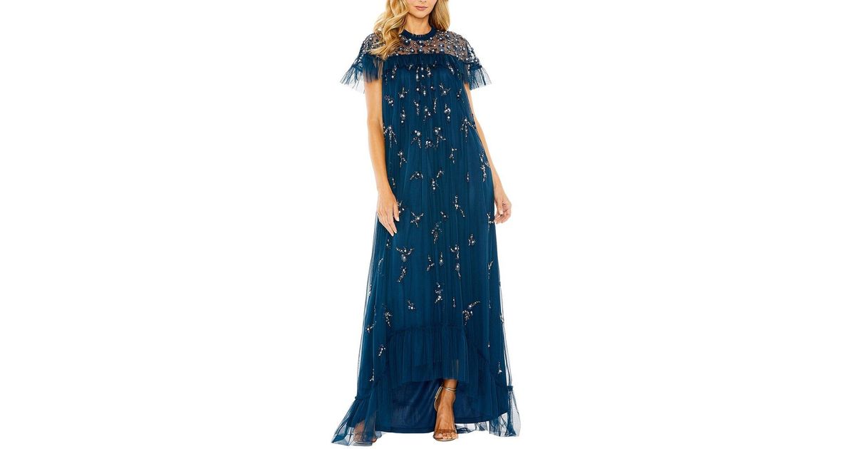 Mac Duggal Tiered Gown in Blue | Lyst