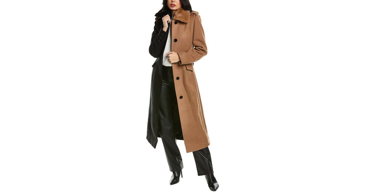 Double face wool blend wrap front coat hotsell badgley mischka