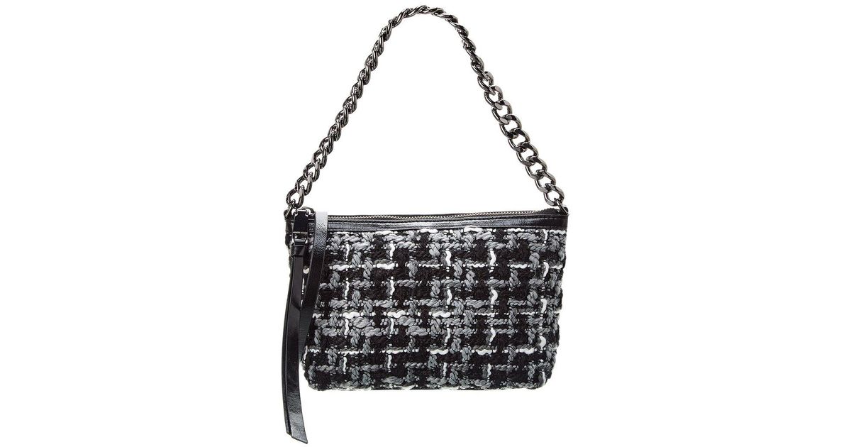 Rebecca Minkoff Edie Tweed Leather Crossbody in Black Lyst