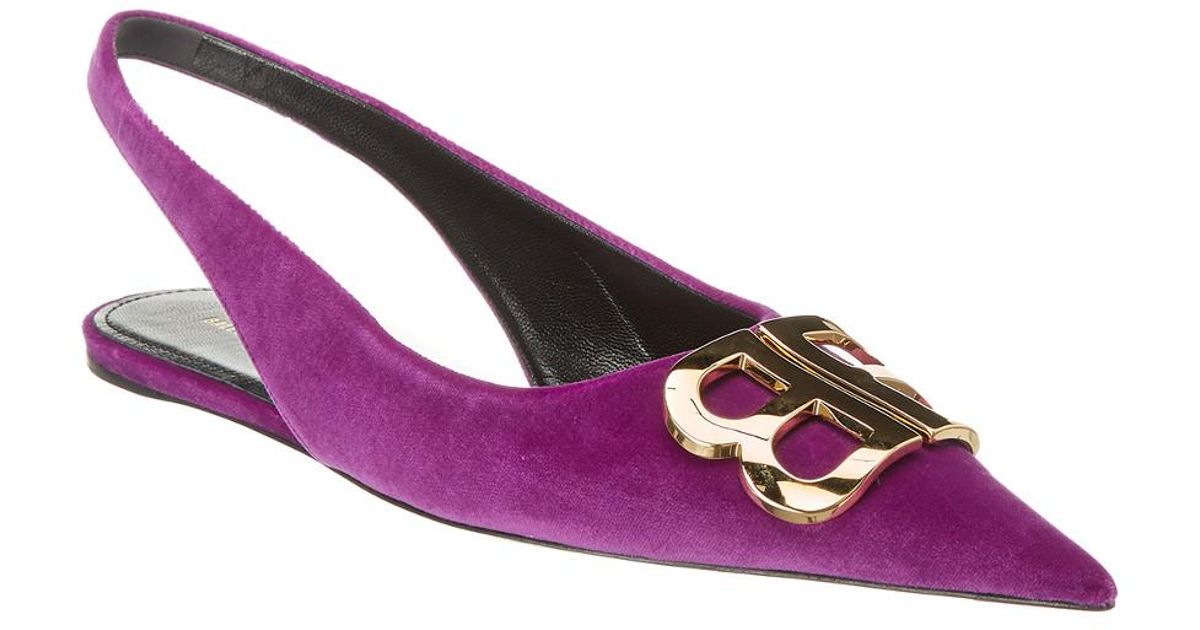 Balenciaga Bb Velvet Slingback Flat in 