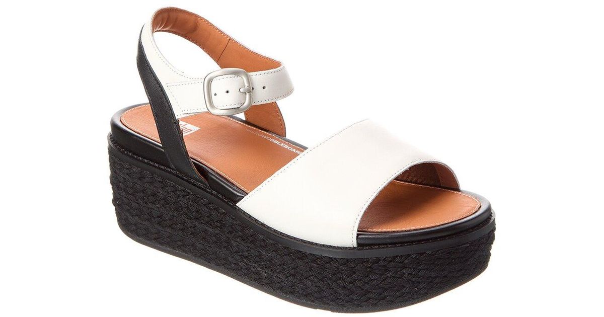Fitflop Eloise Back-strap Leather Espadrille Wedge Sandal in Brown