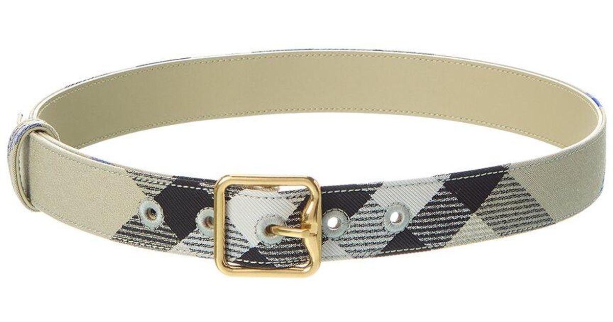 Burberry Check Canvas & Leather Belt in White | Lyst UK display picture 1